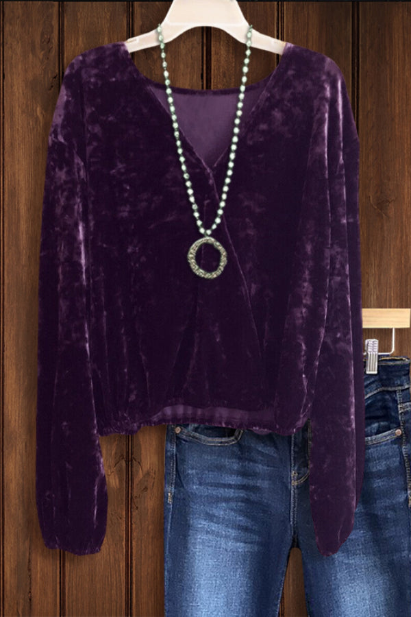 PURPLE VELVET CROSS OVER TOP