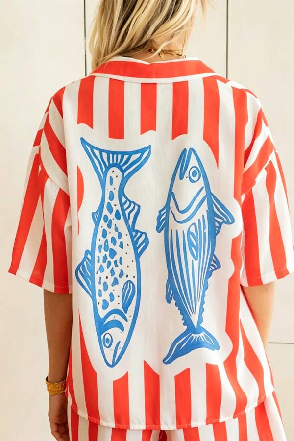 Seaside Holiday Striped Loungewear Set