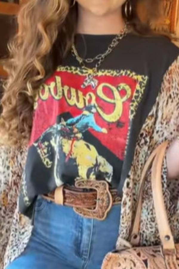 Cowboy Leopard Kimono Top