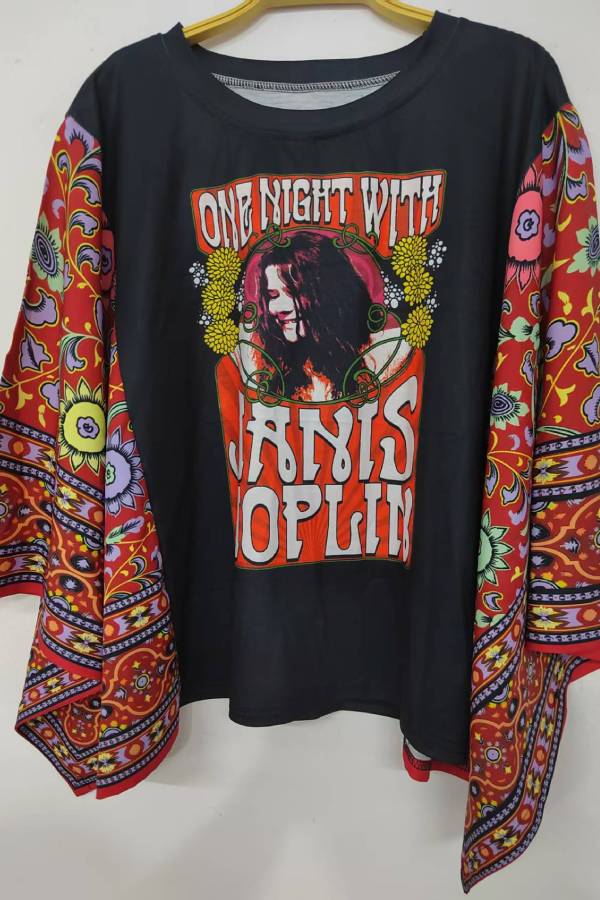 Janis Joplin Retro Print Sleeve Tee