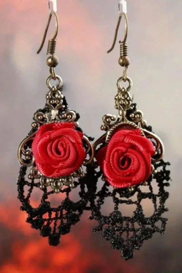 Dark-style Rose Earrings