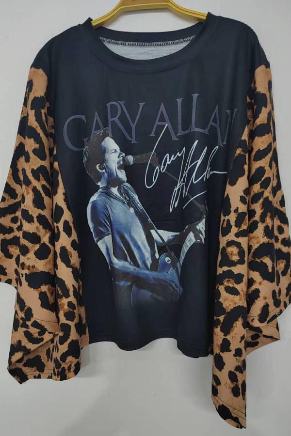 Gary Allan Leopard-Sleeve Graphic Shirt