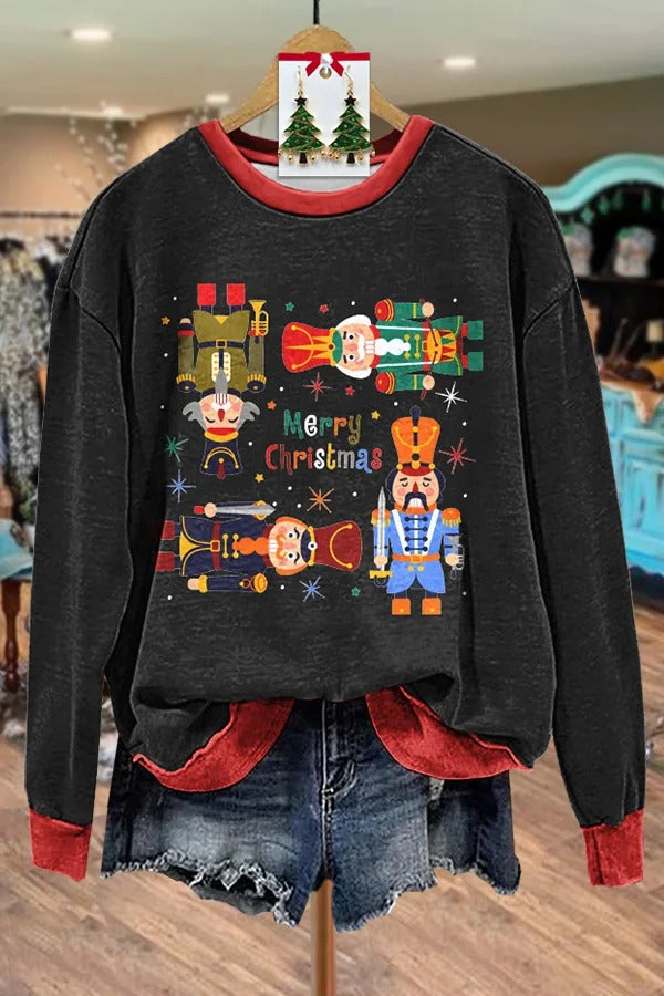 Contrast Nutcracker Print Sweatshirt