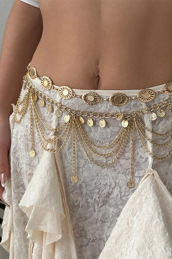 Vintage-style Ethnic Openwork Floral Body Chain