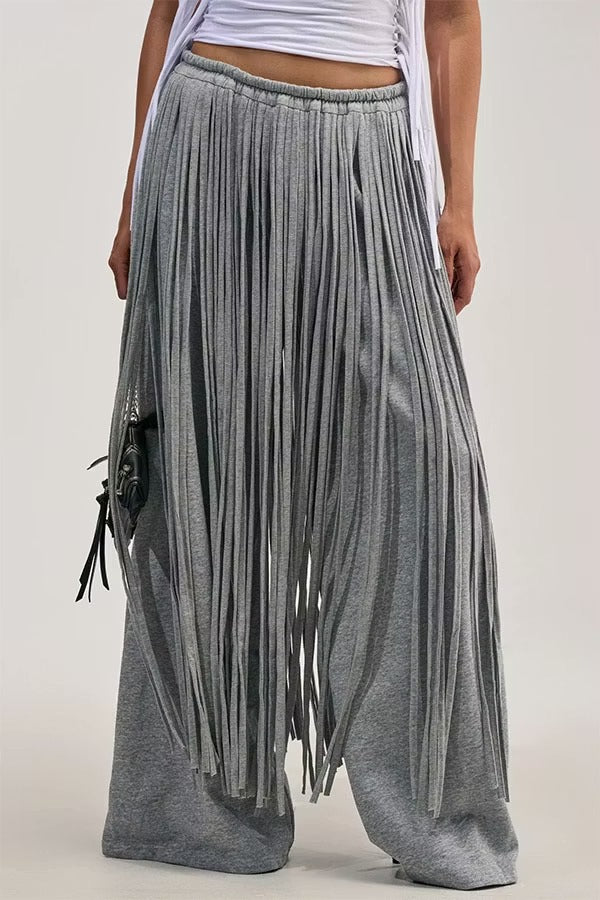 Aura Fringe High-Waist Movement Wide-Leg Pants