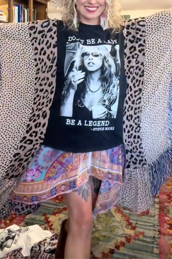 Stevie Nicks Leopard Patchwork Boho Kimono Tunic