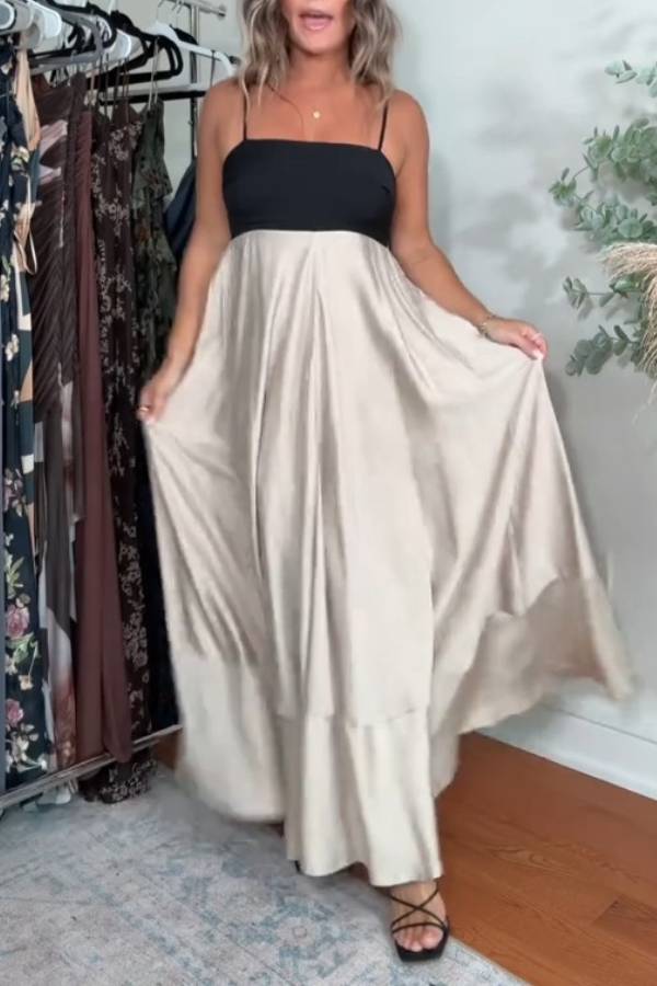 Color-Block Sleeveless Maxi Dress