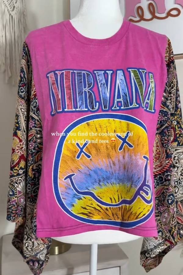 Pink Nirvana Paisley Batwing Top