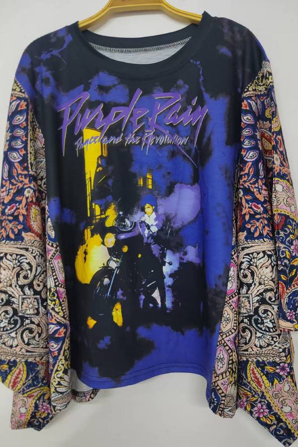 Purple Rain Paisley-Sleeve Top