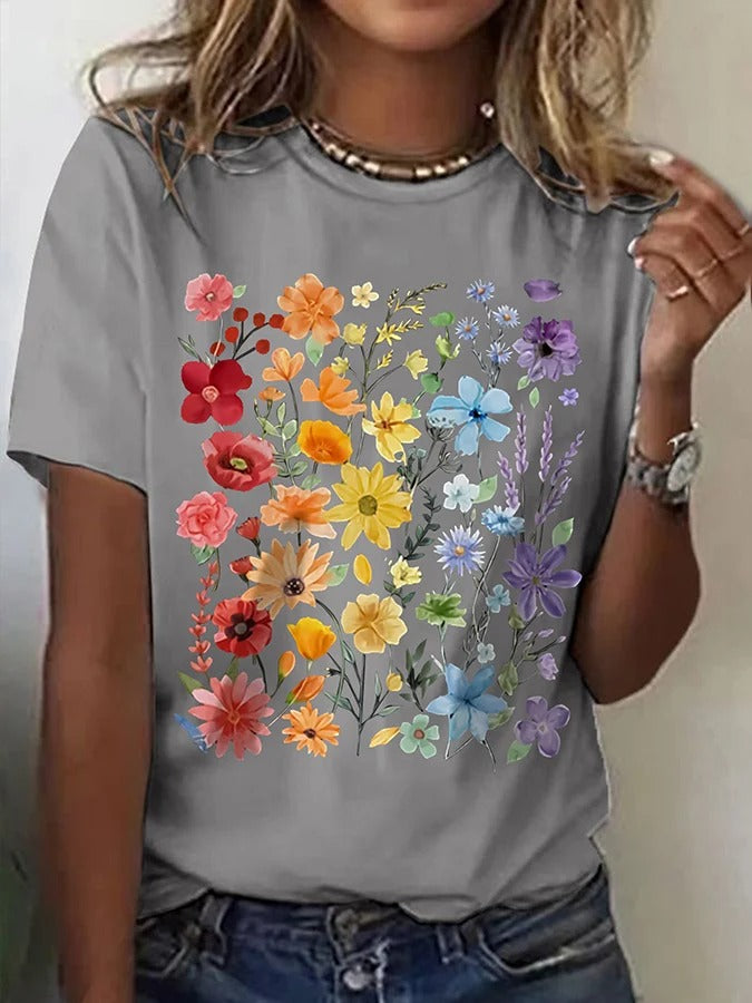 Women's June Pride Month Floral Print Casual T-Shirt