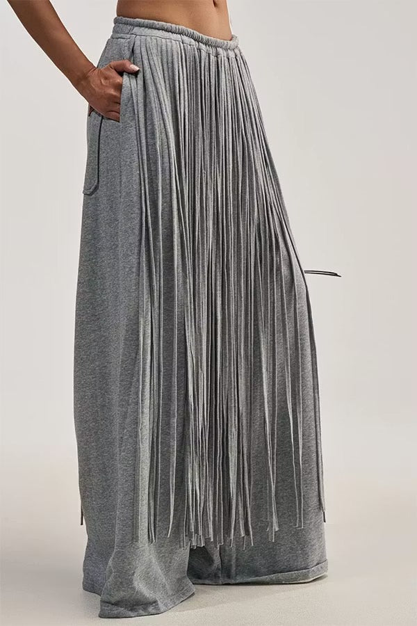Aura Fringe High-Waist Movement Wide-Leg Pants