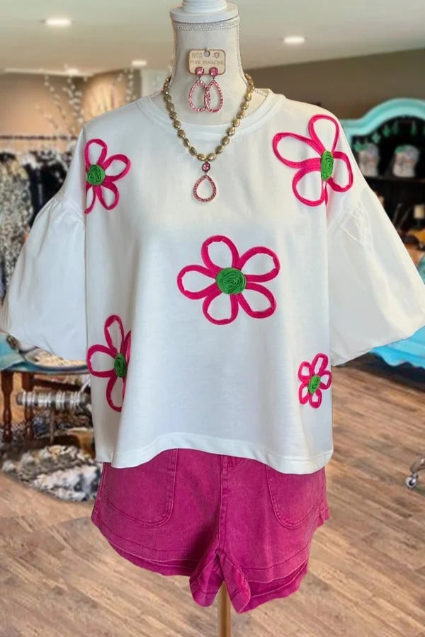 Multi Color Floral Embroidered Top