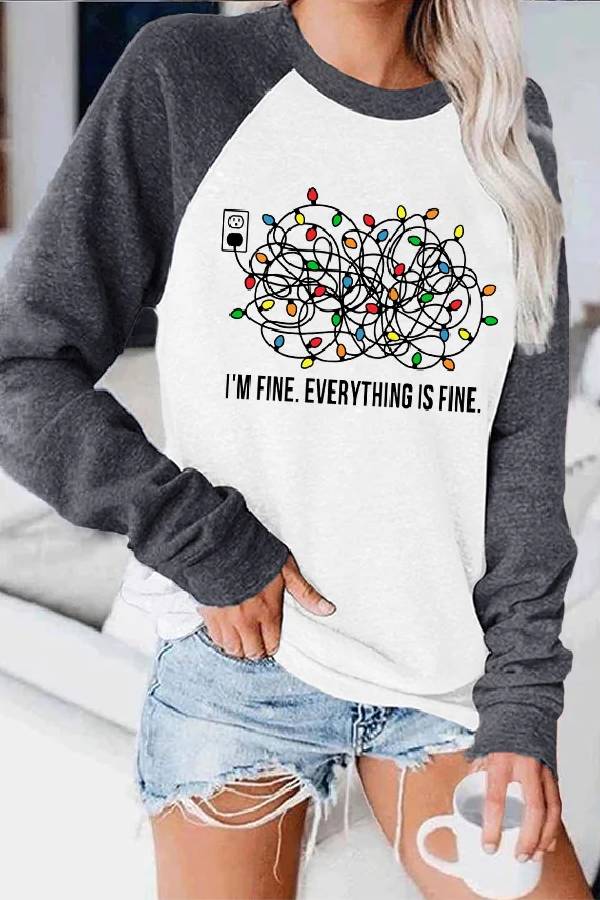 I'm Fine Everything is Fine Christmas Color Block Blouse