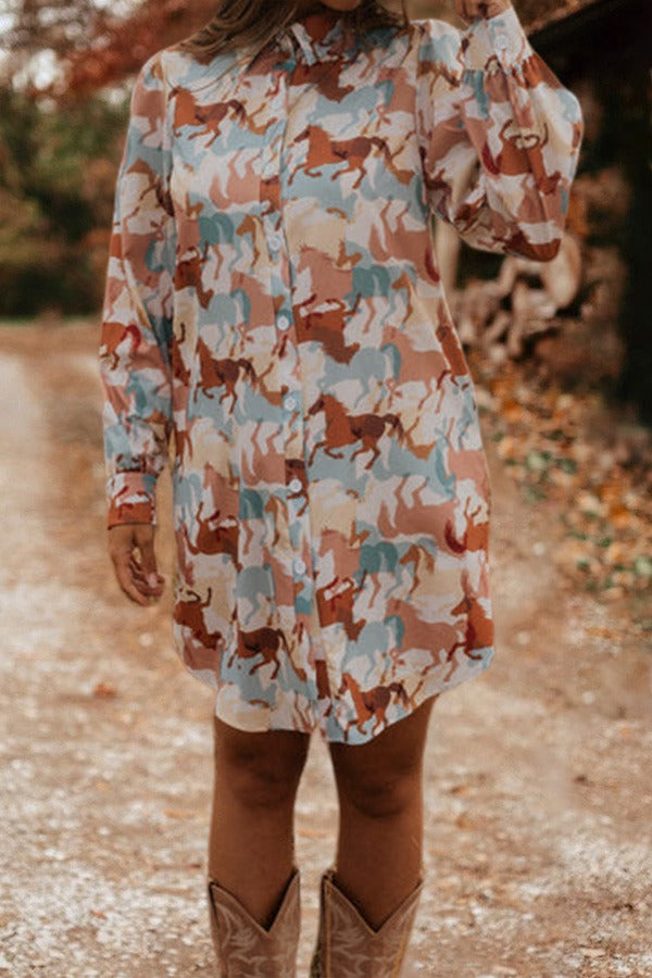 Western Graphic Print Dress