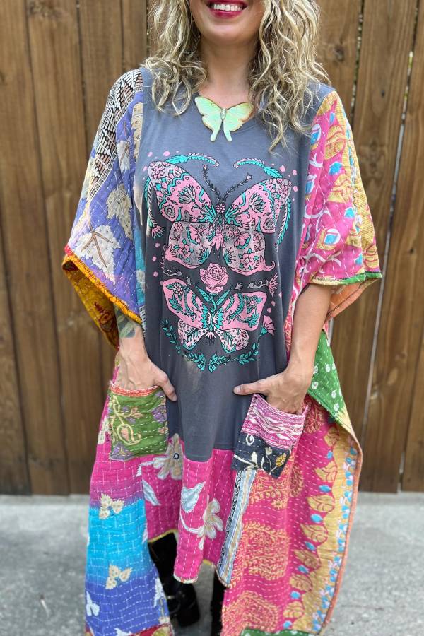 KANTHA WING UPCYCLED DRESS