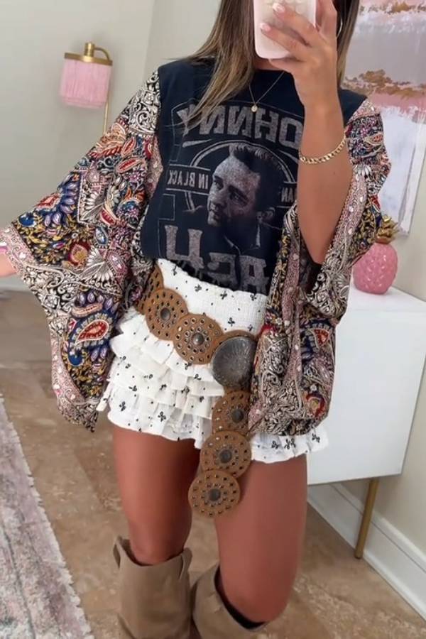 Johnny Cash Paisley Kimono Top