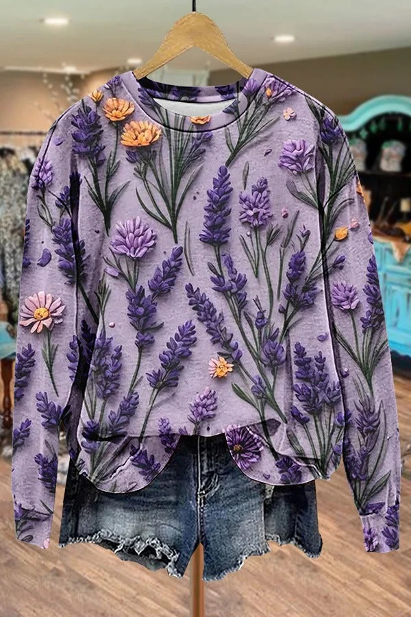 Elegant Floral Print Sweatshirt