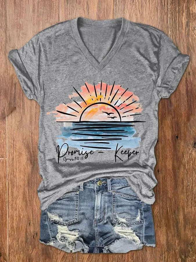 Women's Promise Keeper Print V-Neck T-Shirt