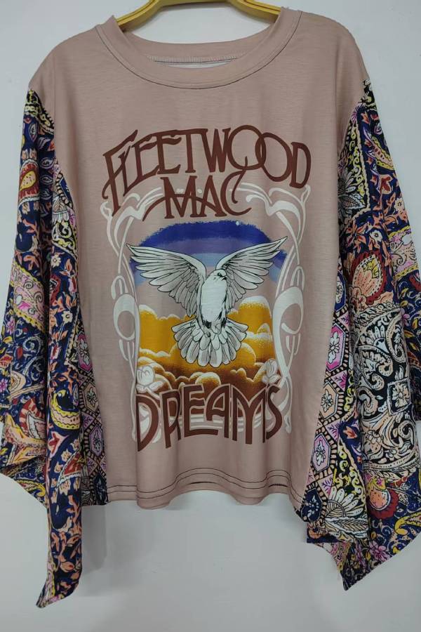 Rock Band Paisley Print Panel Top