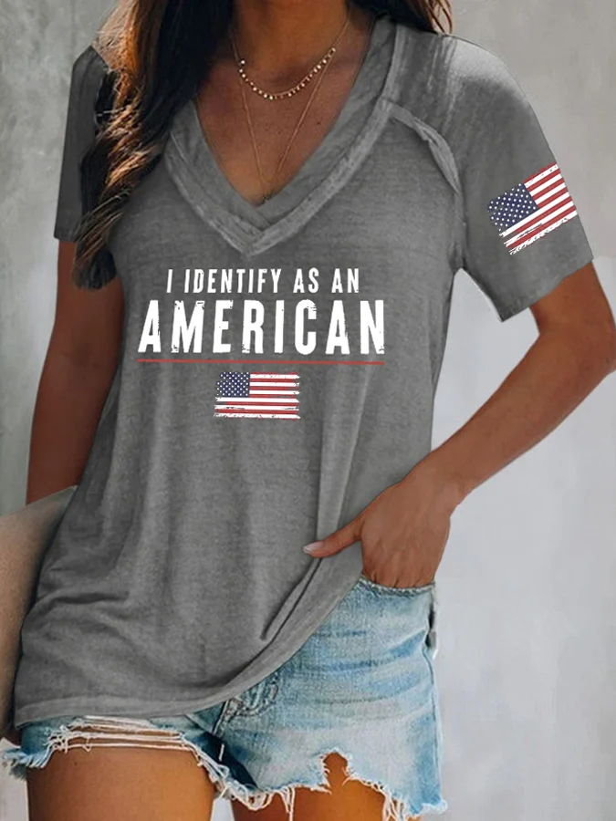 Women's I Identify As An American Print T-Shirt