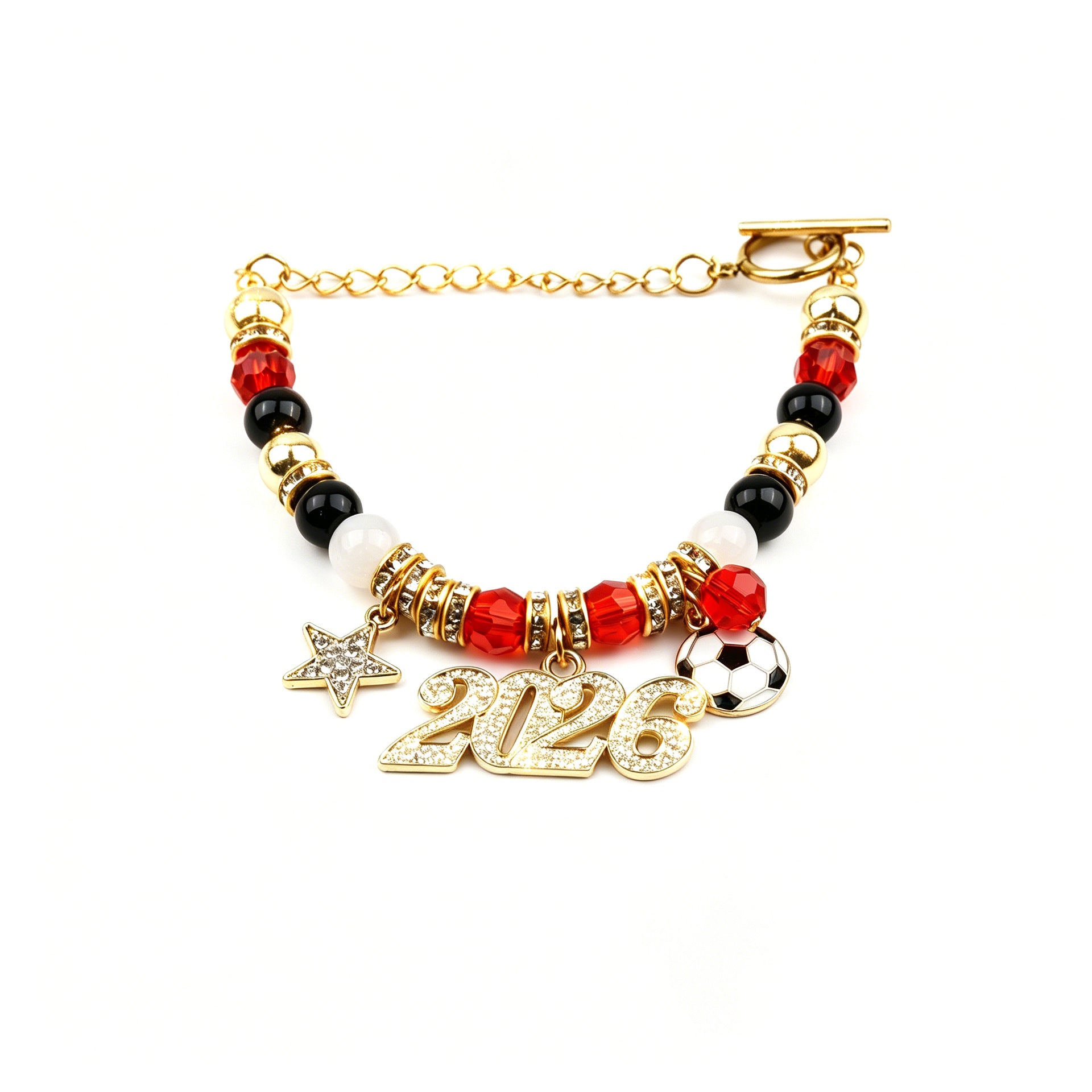 2026 USA-Canada-Mexico World Cup Crystal Beaded Fan Bracelet