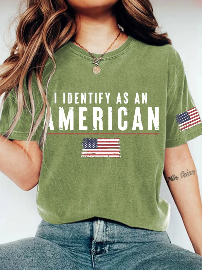 Women's I Identify As An American Print Casual T-shirt