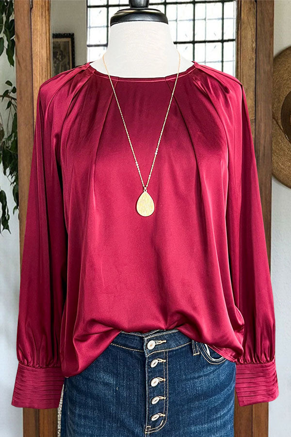 Casual Pleated Satin Top