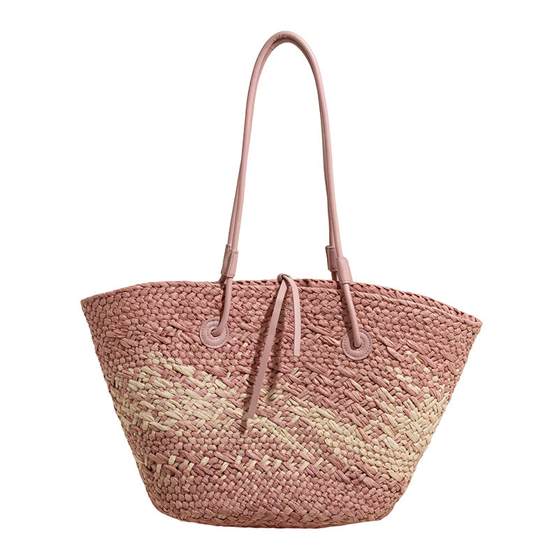 Gradient Woven Straw Tote Bag