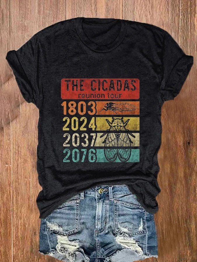 Women's The Cicadas Reunion Tour Print V Neck T-shirt