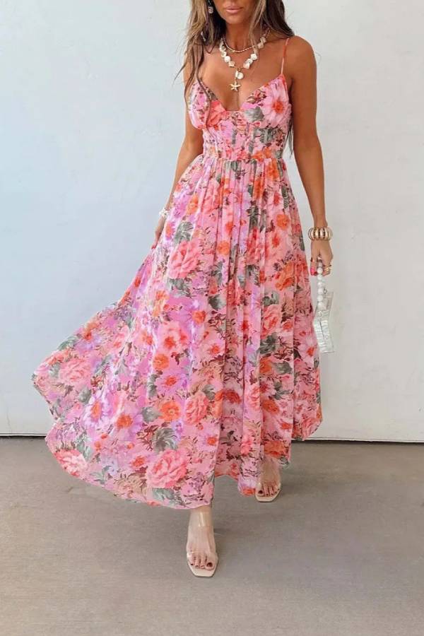 Flower Garden Corset Maxi Dress