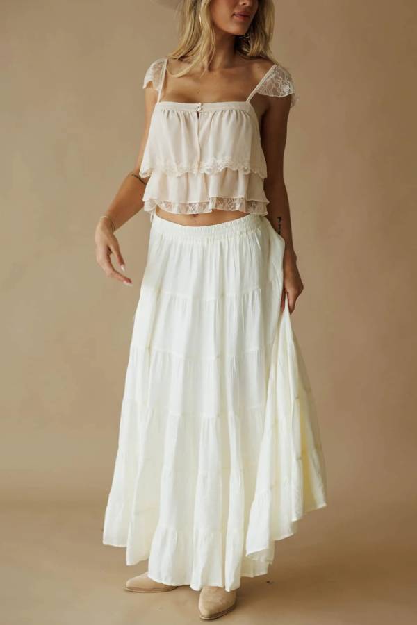 Bohemian Tiered Cake Maxi Skirt