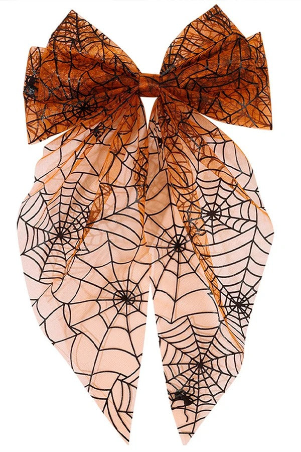 Large Halloween Mesh Bow Hair Clip