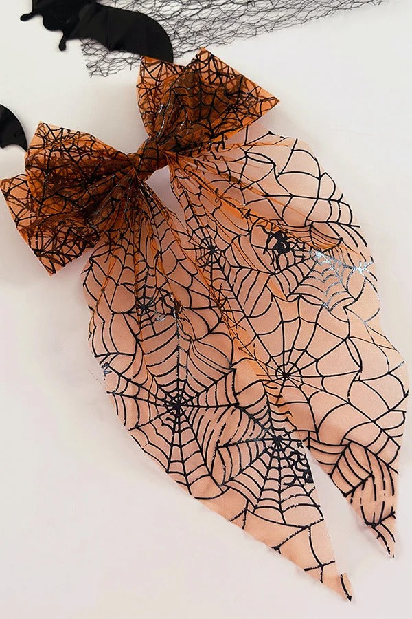 Large Halloween Mesh Bow Hair Clip