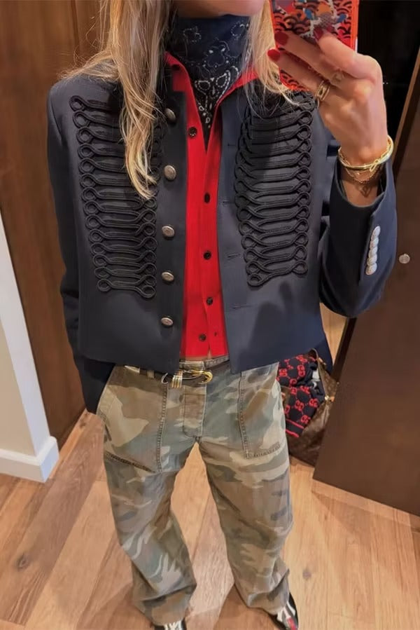 Aura Regal Military Corded Crop Jacket