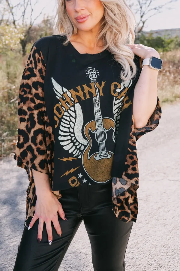 Printed Bat-Sleeve T-Shirt