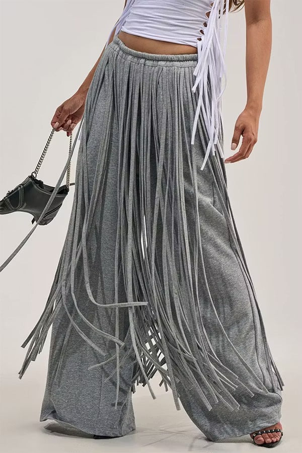 Aura Fringe High-Waist Movement Wide-Leg Pants
