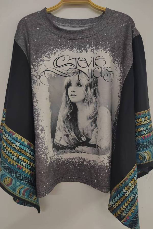 Stevie Nicks Print Ethnic-Sleeve Top