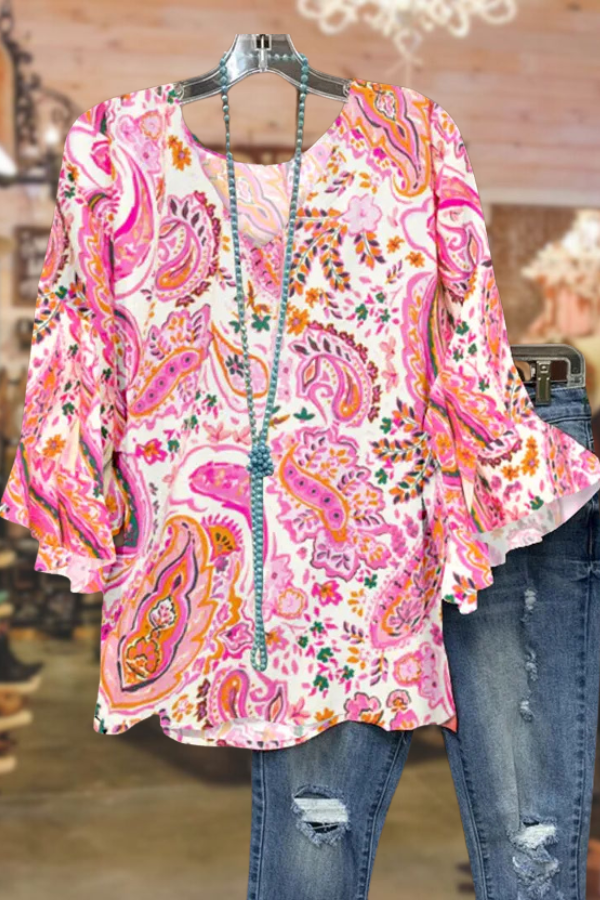 SWEET ANTOINETTE PAISLEY PRINT TOP