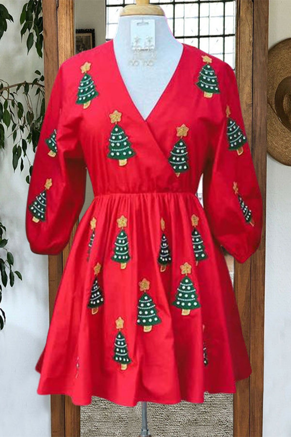 Christmas Tree Print Holiday Dress