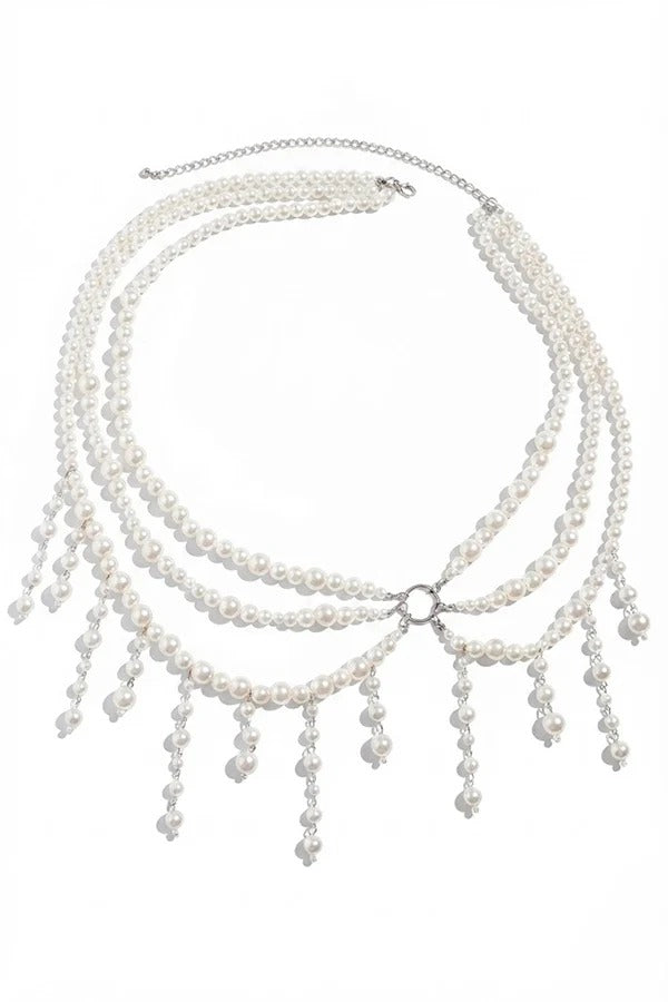 Beaded Waist Chain with Conch and Seashell Pendants