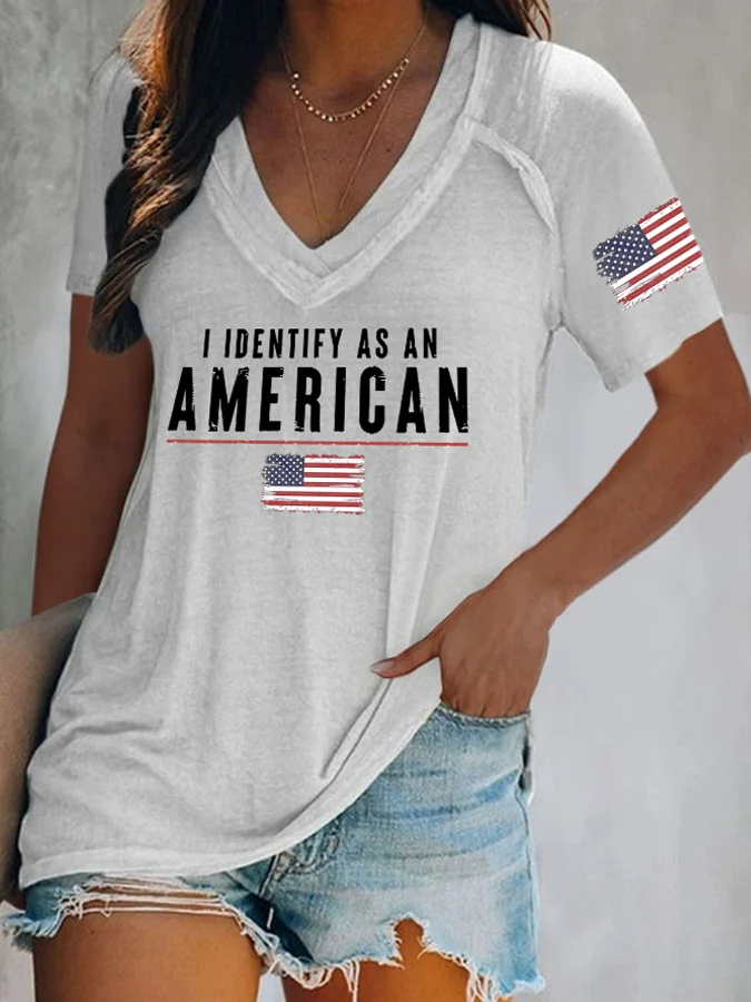 Women's I Identify As An American Print T-Shirt