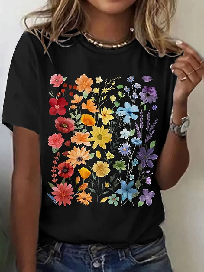 Women's June Pride Month Floral Print Casual T-Shirt