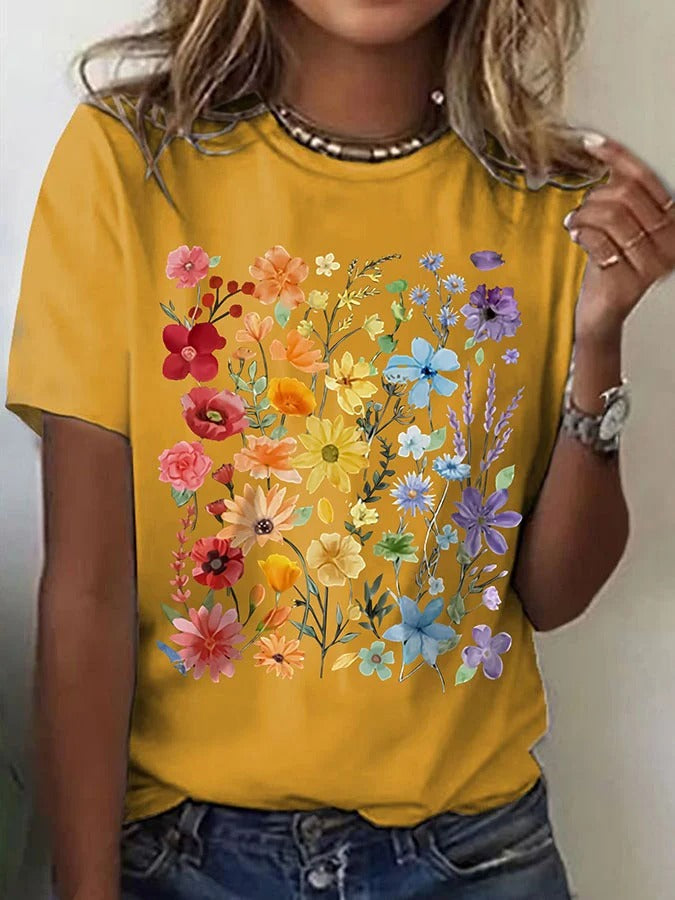 Women's June Pride Month Floral Print Casual T-Shirt