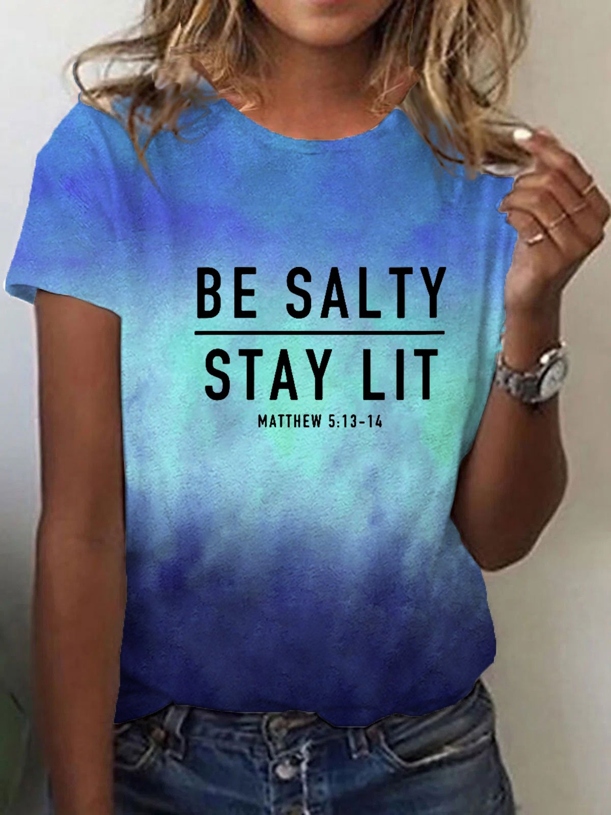 Women's Be Salty And Stay Lit Printed T-Shirt