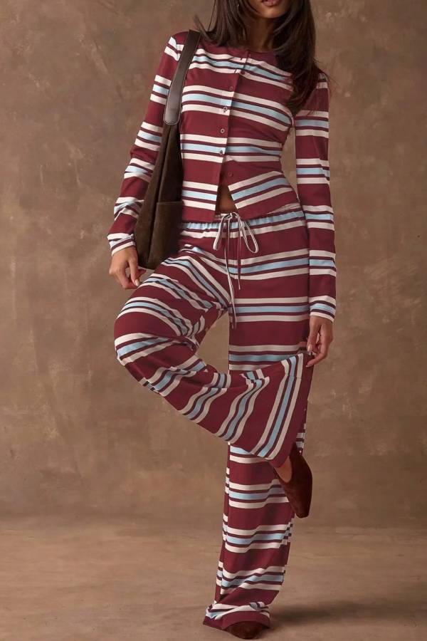 Vintage Stripe Flare Pant Set