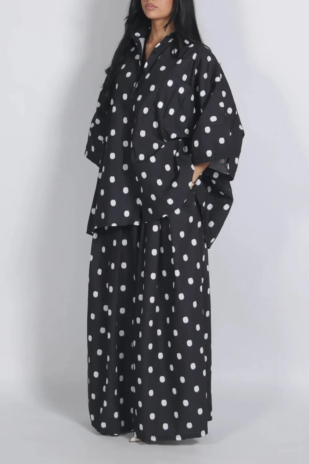 Polka Dot Loose Shirt Wide-leg Pants Two-piece Set