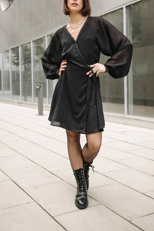 Cache effect dress Woman black