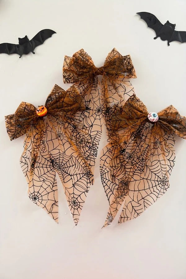 Large Halloween Mesh Bow Hair Clip