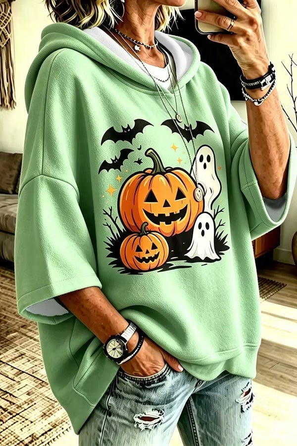 Halloween Pumpkin Graphic Oversized Hoodie