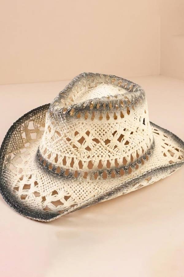 Boho Chic Distressed Ombre Woven Fedora, Women's Festival Western Accessory